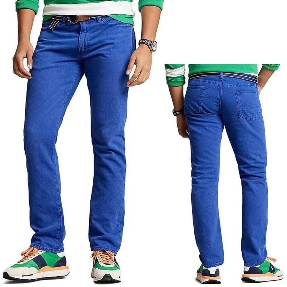 NWT New $138 Polo Ralph Lauren Varick Slim Straight Blue Jeans Size 44 x 36